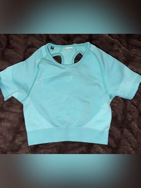 Gymshark Aqua Cropped Seamless Short-Sleeve Training Top
